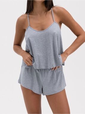 Ethika Light Heather Gray Cami & Shorts Sleep Set, Size L (NWT)